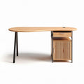 Bureau en bois de chêne avec rangement en métal noir 150 x 70 x 75 cm