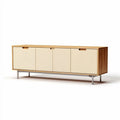 Meuble TV en bois avec portes coulissantes beige 150 x 40 x 50cm