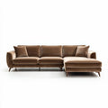 Canapé en tissu beige avec repose-pieds dimensions 230 x 90 x 85cm