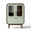 Meuble de rangement en bois et verre teinté avec portes 80 x 40 x 100cm
