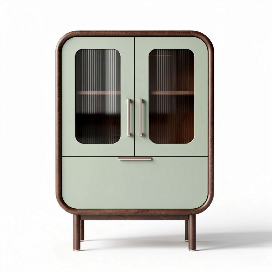 Meuble de rangement en bois et verre teinté avec portes 80 x 40 x 100cm