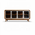 Buffet en bois de chêne avec portes en verre transparent 150 x 40 x 70cm
