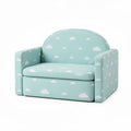 Canapé enfant convertible bleu ciel avec motifs nuages dimensions 60 x 70 x 50cm